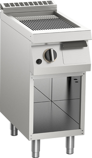 Gas-Grillplatte gerillt verchromt 7kW mit 1 Heizzone offener Unterbau