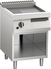 Gas-Grillplatte glatt aus Edelstahl 9kW mit 1 Heizzone offener Unterbau