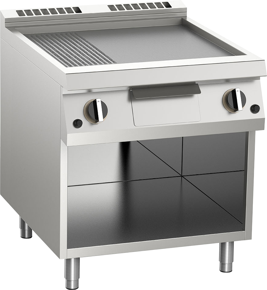 Gas-Grillplatte geteilt aus Edelstahl 12kW 1 Heizzone offener Unterbau