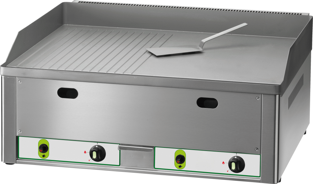 Gas-Grillplatte 8KW 2 Heizzonen 1/2 glatt + 1/2 gerillt