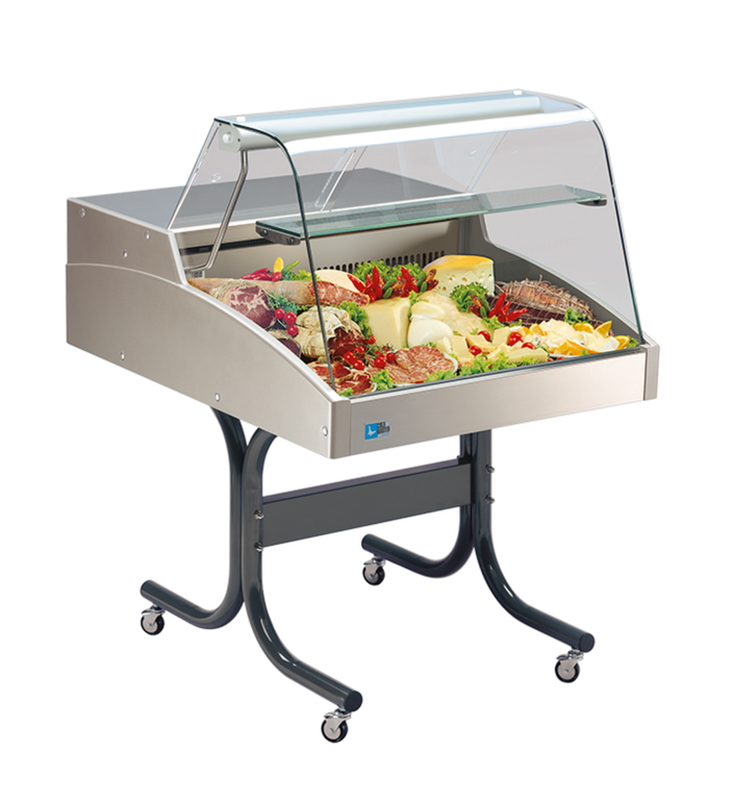Mehrzweckvitrine Super 1500 C mit gebogenem Glasaufbau