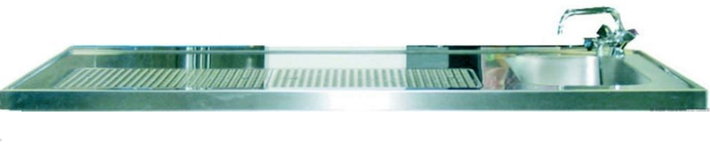 Schanktischabdeckung 1600x750mm mit Wulstrand 1 Becken rechts