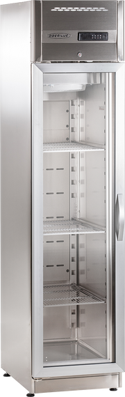Edelstahl-Tiefkühlschrank mit Glastür TKU 358 G