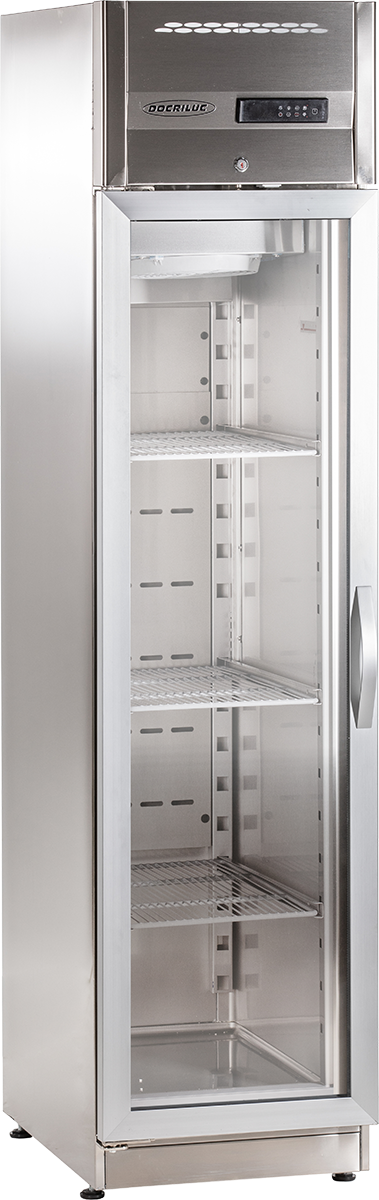 Edelstahlkühlschrank mit Glastür KU 358 G